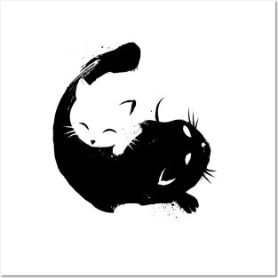 Yin Yang cats Posters and Art